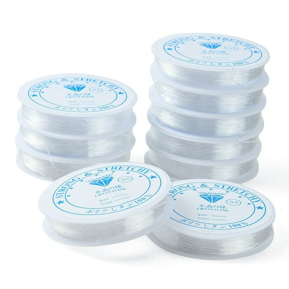 10Roll Clear Elastic Crystal Thread Stretchy String Bead Cord for Beaded Jewelry Making Round Clear 0.5mm 13.67 yards(12.5m)/roll DIY