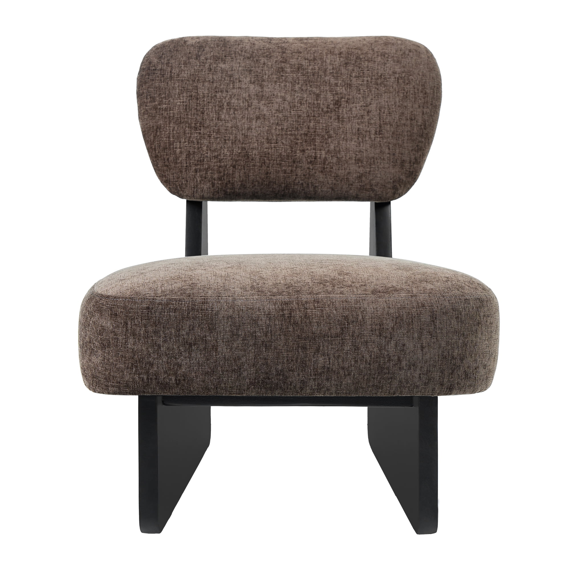 Leumius Set of 2 Modern Lounge Chair with Polyester Upholstery, Sturdy Wood Base With Walnut Finish, Minimalist and Stylish Accent Seating for Living Room Bedroom Office Black+Dark Brown