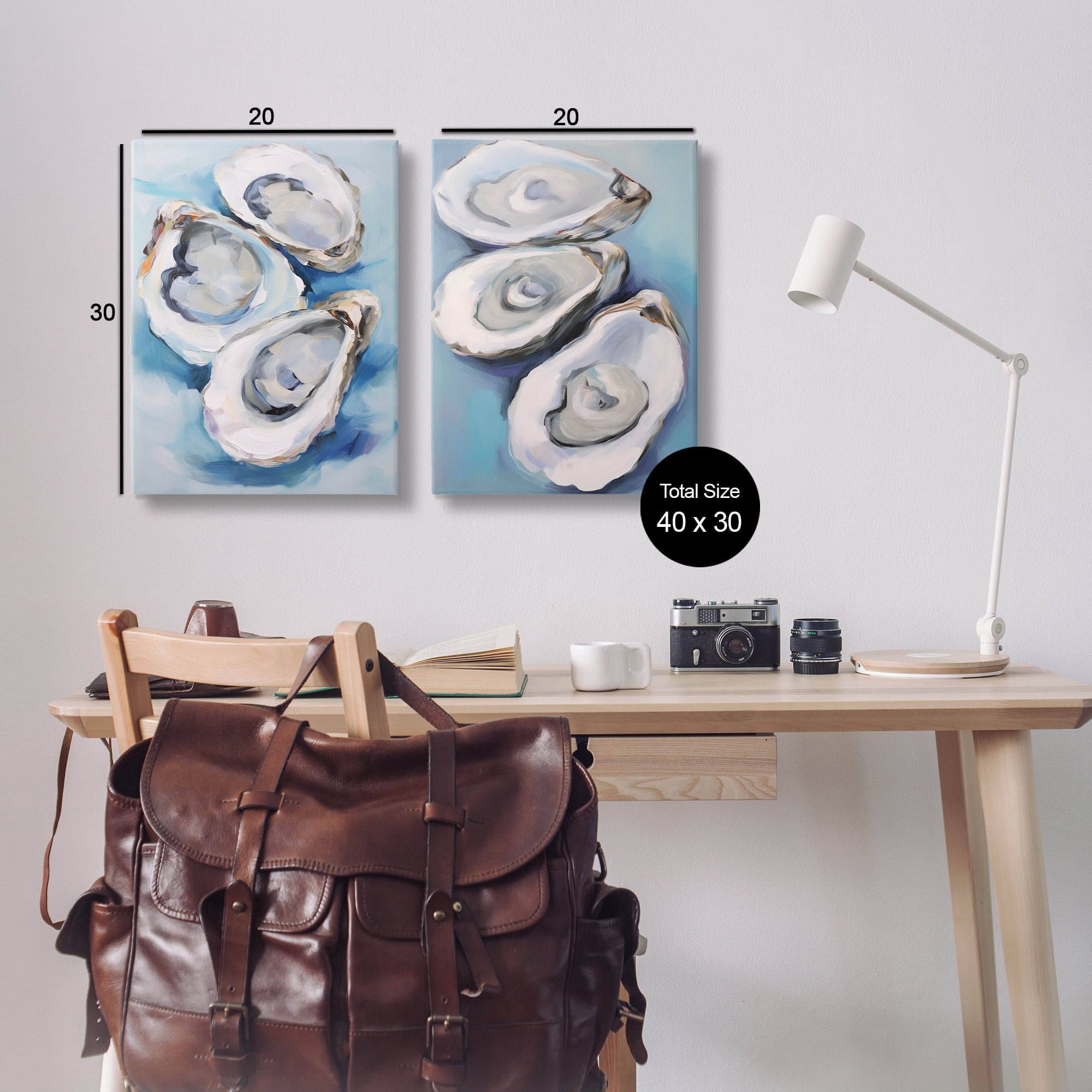 Stupell Industries Oysters on the Half Shell Nautical & Beach Painting Wrapped Canvas Art Print Wall Art, 20 x 30, Set of 2
