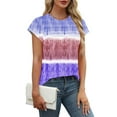 thumbnail image 6 of Women's Tops Crew Neck Pleated Cap Sleeve Tie Dye Tunic Shirts Summer Casual Loose Comfortable Tee (XL, Multicolor 7), 6 of 7