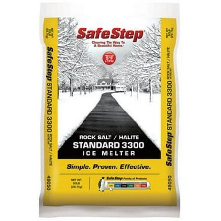 Safe Step 49050 Poly Bag Rock Salt with Halite 3300 Ice Melter, 50