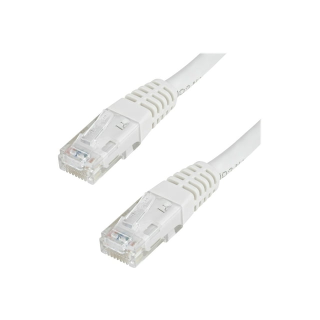 StarTech.com 15ft CAT6 Ethernet Cable, 10 Gigabit Molded RJ45 650MHz 100W PoE Patch Cord, CAT 6 10GbE UTP Network Cable with Strain Relief, White, Fluke Tested/Wiring is UL Certified/TIA - Category 6 - 24AWG (C6PATCH15WH) - Patch cable - RJ-45 (M) to RJ-45 (M) - 15 ft - UTP - CAT 6 - molded - white - for P/N: TB3DK2DPW