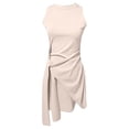thumbnail image 3 of Fridja Womens Robe de Couleur Unie Irrégulière Taille Sans Manches Robe Slim, 3 of 3