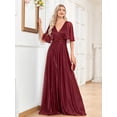 thumbnail image 3 of Wedding Dress Wedding Guest Dresses for Women Long Dress Skirt V-neck A-line Slim Fishtail Bridesmaid Evening Dress Bat Sleeve Party Dress, 3 of 9