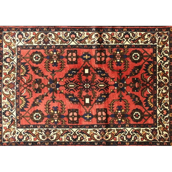 Ahgly Company Indoor Rectangle Traditional Saffron Red Persian Area Rugs, 3' x 5'