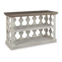 Signature Design by Ashley Havalance Two-Tone Weathered Gray and Vintage White Sofa Console Table with Plank Top and Shelf