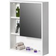 thumbnail image 1 of Basicwise Armoire de Rangement Murale pour Salle de Bain avec Miroir, Tablette Ouverte et 2 Tablettes Ajustables, Blanc, 1 of 5