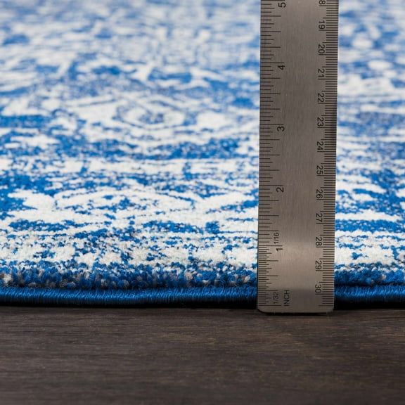 BoutiqueRugs Truchas Traditional Area Rug - Navy, Teal, Charcoal - 2' x 2'11"