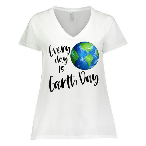 Inktastic Every Day is Earth Day Women's Plus Size V-Neck T-Shirt