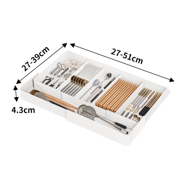 Yhmxh Caja de almacenamiento retráctil con cajón para habitación, bandeja de almacenamiento de cocina, bandeja desmontable, caja de clasificación para particiones del hogar