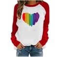 thumbnail image 2 of EQWLJWE Hoodie for Women Rainbows Heart Print Graphic T-Shirt Crew Neck Pride Tshirts Clothes CLong Sleeve Tops, 2 of 5