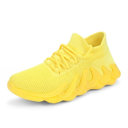 Engtoy Boys And Girls Sports Shoes Fashionable And Beautiful Casual Yellow Sneakers US Size 4.5