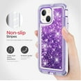 thumbnail image 5 of Designed for Apple iPhone 14 Heavy Duty Case, Heavy Duty Glitter Case for Girls Women Liquid Bling Sparkle Shining Glitter Luxury Shockproof Phone Case Cover for Apple iPhone 14,Purple, 5 of 7
