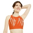thumbnail image 3 of Effete Feline Claw Marks Scratch High Neck Crop Bikini Top (AOP), 3 of 5