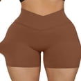 thumbnail image 1 of Womens Casual Seamless Sport Shorts Solid Color High Waist Stretch Yoga Short Pants, 1 of 6