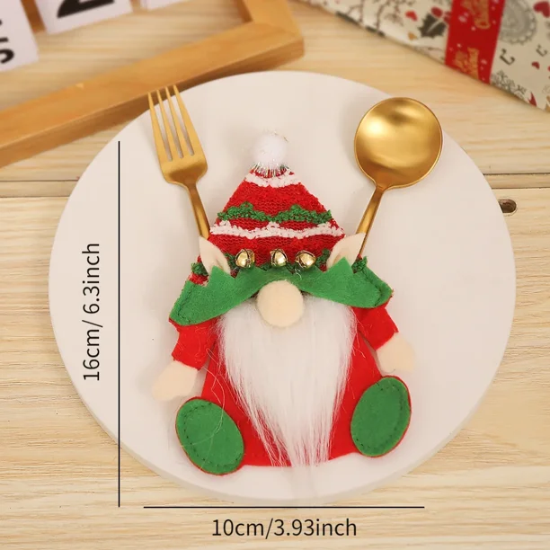 Christmas Tableware Holder Swedish Santa Gnome Knife Fork Pouch Bag for Xmas New Year Party Dinner Table Decoration Ornaments