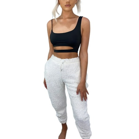 

Women s Plush Fluffy Pajama Pants Warm Fleece Lounge Pants Sleepwear Bottoms with Pockets