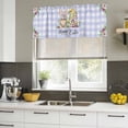 thumbnail image 4 of 2 Pack Valances for Window, Easter Short Curtains for Kitchen Bedroom Living Room, Watercolor Gnomes Eggs Daisy Flower Light Purple Plaid Rod Pocket Small Window Treatment Valance Drapes 42 x 18 Inch, 4 of 8
