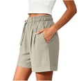 thumbnail image 6 of Aimik Casual Shorts for Women Summer Fashion Loose Straight Short Pants Elastic Waist with Side Drawstring and Pockets, 6 of 6