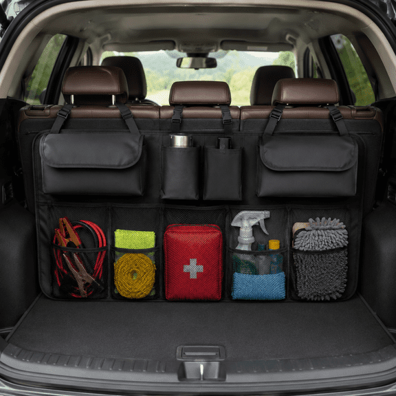 Vehicle Accessories, Trunk Storage, Car Organization, Back Seat Organizer, Car Bag, Hanging Car Storage Bag with Multiple Pockets for SUV Truck