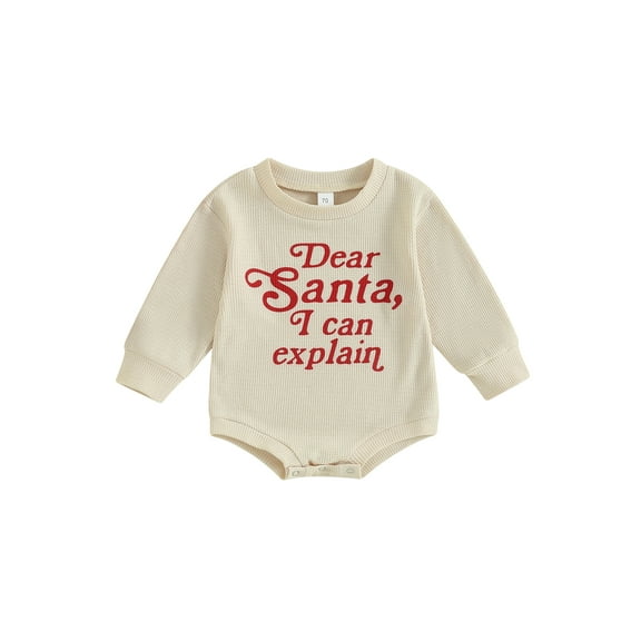 Bagilaanoe Newborn Baby Girl Boy Christmas Romper Sweatshirt Long Sleeve Bodysuits Letter Print Pullover 3M 6M 12M 18M Infant Casual Tee Tops