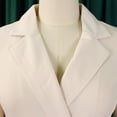 thumbnail image 5 of AURA Womens Pleated A Line Midi Dress Suit Collar Puff Nine Point Sleeves High Waist Sizes S 5XL, 5 of 7