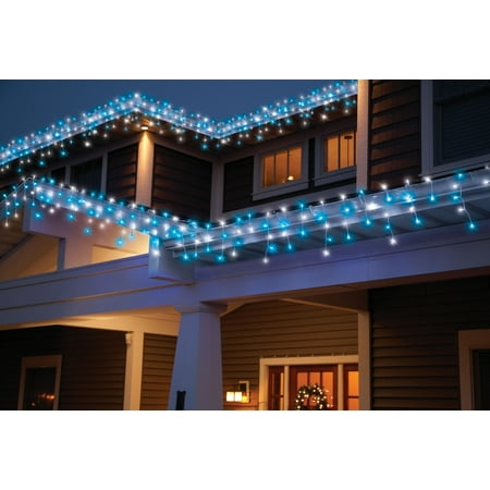 Holiday Time LED Random Twinkle Icicle Light Set White Wire Blue-Cool ...