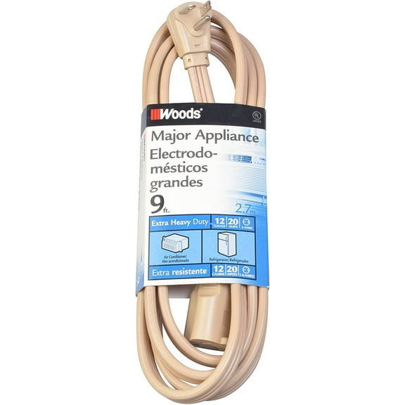 Coleman Cable "NEMA 6-20 " 0568 Woods Spt-3 Extension Cord, 3 12 Awg Bare Conductor, 9 Ft L, 20 A, 250 Vac, 9',Beige
