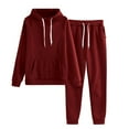thumbnail image 2 of Dxzfnsa Athletic Outfits for Women Womens Casual Solid Color Sets Hooded Long Sleeve Sweatshirt and Sweatpants Tracksuit Loose Two Piece Sport Suits, 2 of 3