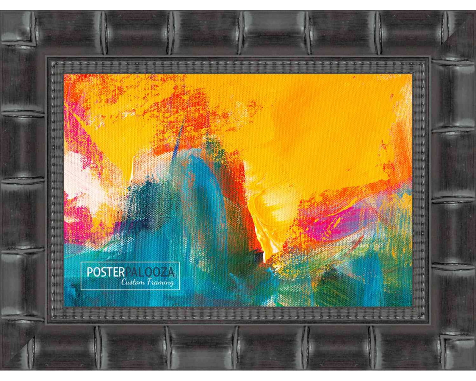 18x24 Black Wide Bamboo Picture Frame - UV Acrylic, Foam Board Backing, Hanging Hardware