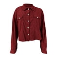 thumbnail image 7 of Hinvhai Women's Corduroy Jacket Fashion Cropped Jackets Button Down Shacket Long Sleeve Outerwear with Flap Pockets Red M(M), 7 of 7