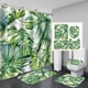 thumbnail image 1 of Set de decoración de baño con cortinas de ducha con hojas verdes tropicales, 1 of 2