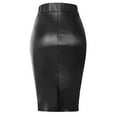 thumbnail image 4 of MixMatchy Women's Solid High Waist Knee Length Back Split Faux Leather Skirt, 4 of 4