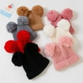 thumbnail image 4 of UngA Baby Pom Pom Beanie, Warm Winter Hat for Infants and Toddlers, Double Pom Poms for Baby Girls & Boys (Grey,0-12 Months), 4 of 5