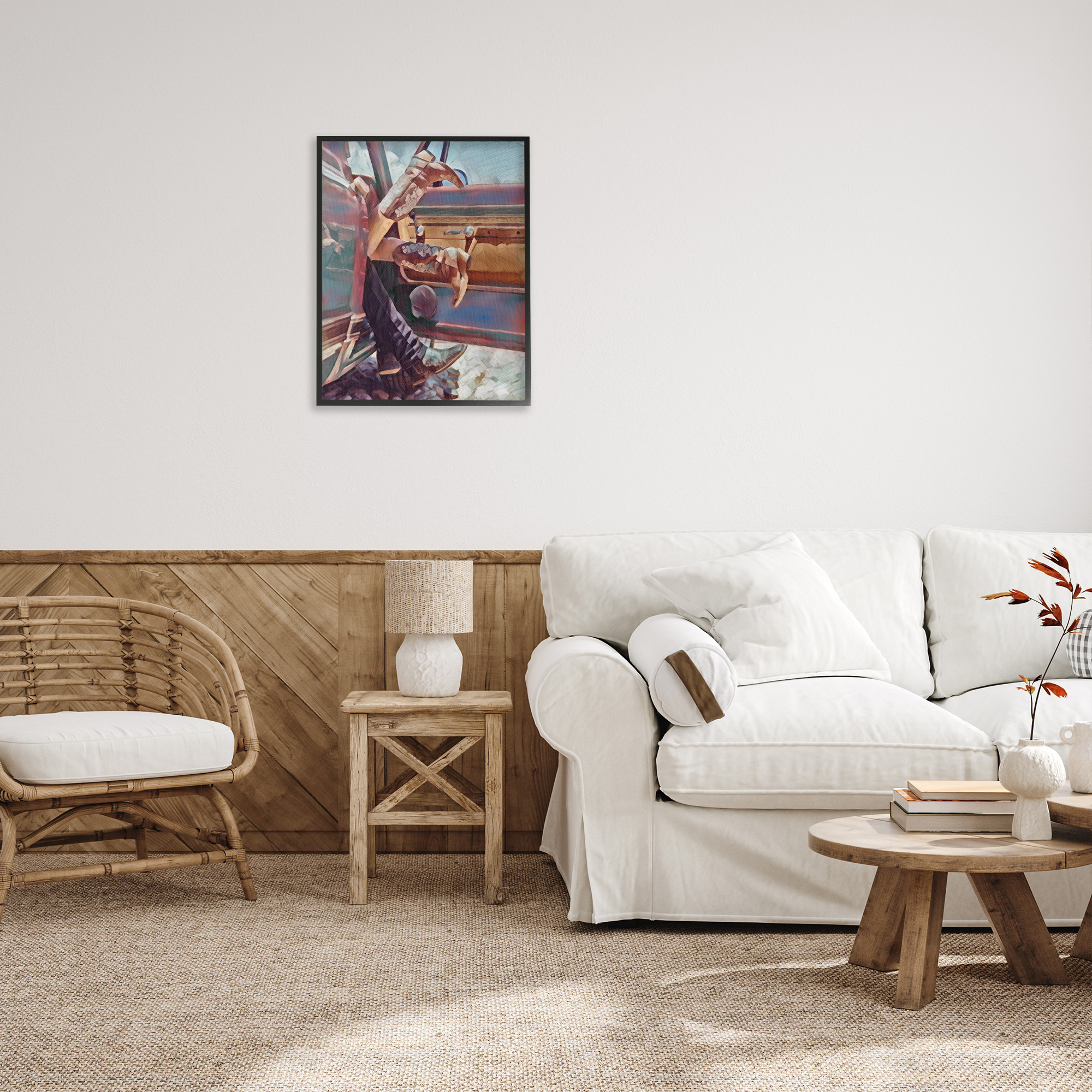 Stupell Industries Kissing Couple in Car Transportation Painting Black Framed Art Print Wall Art, 24 x 30