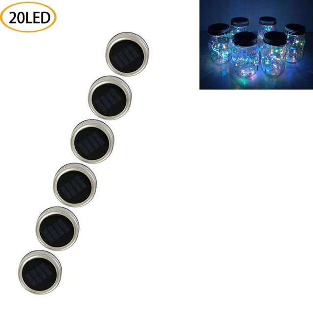 Guirnalda de luces solares de colores, 6 uds. De luces para tarros, 20 luces para tarros, luz decorativa navideña, funcionalidad versátil