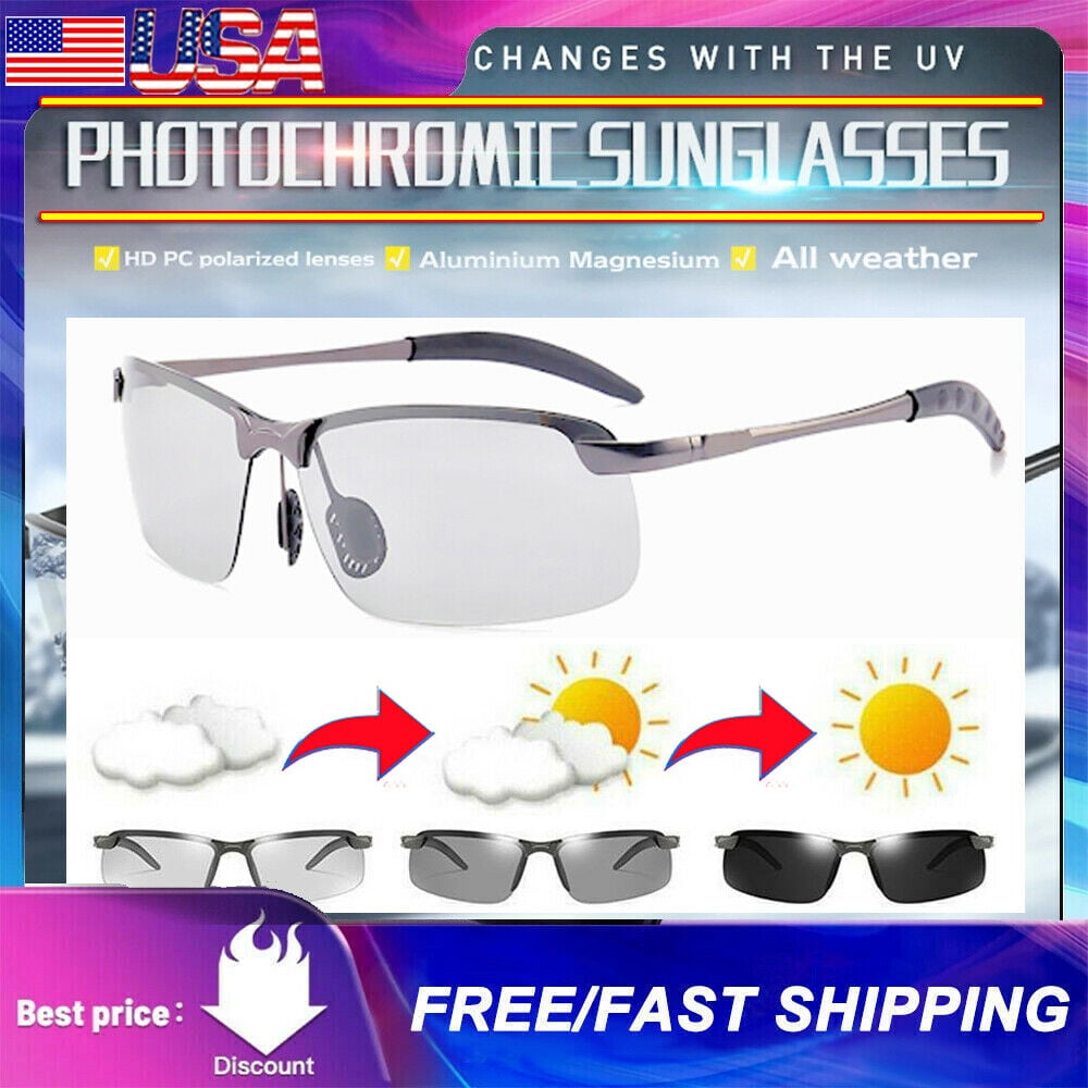 Photochromic Polarized Sunglasses UV400 Driving Sports Cycling Fishing