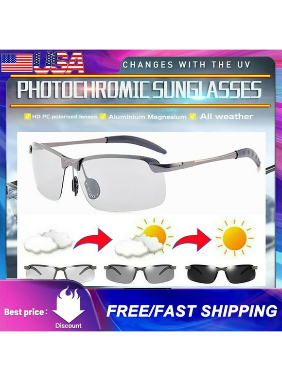 Photochromic Polarized Sunglasses UV400 Driving Sports Cycling Fishing Glasses