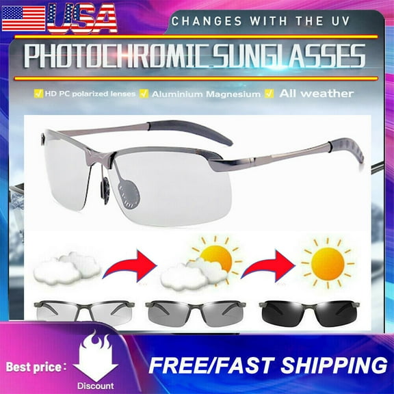 Photochromic Polarized Sunglasses UV400 Driving Sports Cycling Fishing Glasses