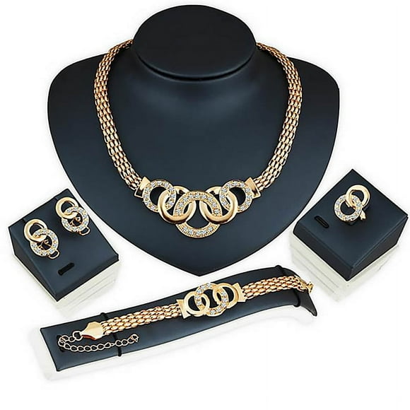 African Jewelry Set Dubai Gold Silver Jewelry Sets For Women Round Wedding Jewellery Set Bridal Costume Jewelery