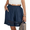 thumbnail image 3 of Shorts For Women Casual Elastic Waist Crazy Yoga Lounge Shorts - Comfy Stretch Lace Trim Summer Beach Linen Ruffle, 3 of 10