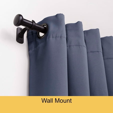 Kenney Weaver 1 Rust-Resistant Single Curtain Rod, 72-144, Black