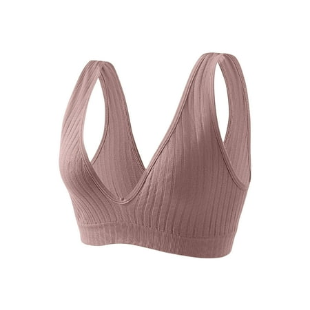 ATOYSOY Women s Plus Size Everyday Bra Sports Bra Yoga Running Activewear Seamless Deep V Slim Basic Tank Tops Comfort Bra Bralette Underwear Push Up Clearance Breathable Gold L