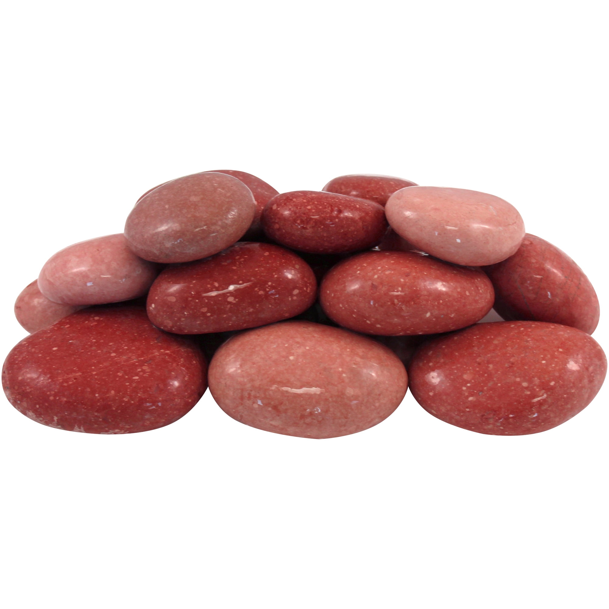 Rainforest Outdoor Decorative Natural Stone, Mexican Beach Pebbles, Pink, 1-3" 30lbs.