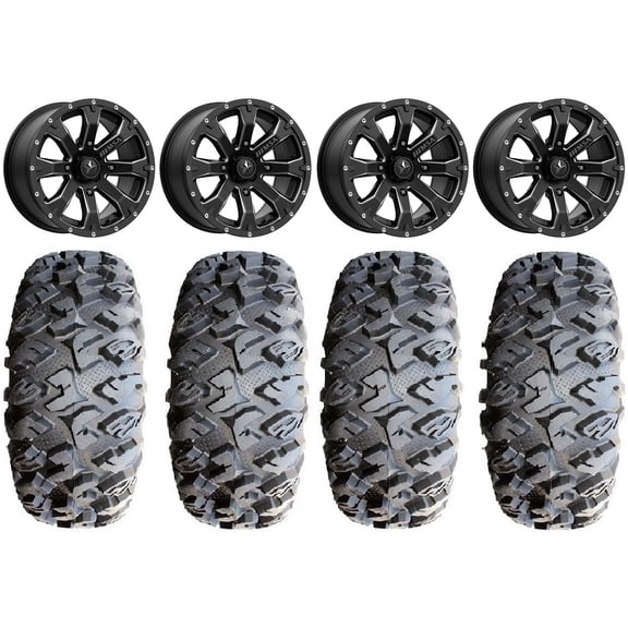 MSA Bounty 14" Wheels Black 30" MotoClaw Tires Can-Am Maverick X3 / Honda Pioneer 1000 / Talon