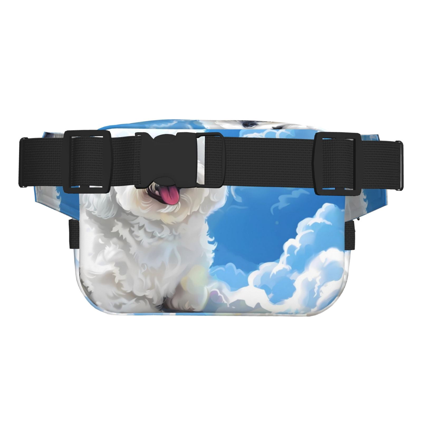 Hirioo Cute Cloud Bichon Frise for Double Layer Waist Bag Adjustable Fanny Pack For Travel Running Hiking