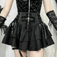 thumbnail image 2 of Punk Style Lace-Up Layered Mini Skirt, Versatile Fashion Statement for Summer, Gothic Grunge Y2K Fairy Casual Wear, 2 of 9