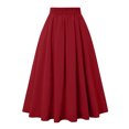 thumbnail image 5 of Women's Retro Swing Skirt with Hidden Side Pockets and Full Circle Hem, Soft Stretch Fabric for All Day Comfort Red S, 5 of 8
