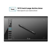 UGEE M708 10 x 6 Graphics Tablet, 8192 Pressure Sensitivity, Battery-Free Stylus, Black