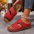 thumbnail image 4 of Rokment Wedges Sandals for Women Beach Summer Comfortable Leather Orthopedic Arch Support Walking Slides Plantar Fasciitis Recovery Dress Slip on B Size 6, 4 of 7